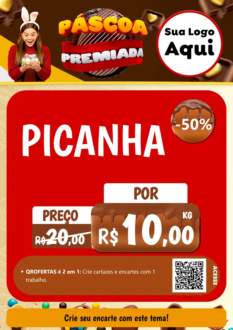 Modelo de Cartaz para Cartaz A4 Vertical com o tema Páscoa Premiada para Açougue