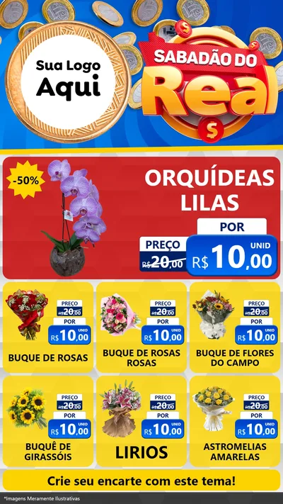 Modelo de Rede Social para Stories com o tema Sabadão do Real para Floricultura e jardim
