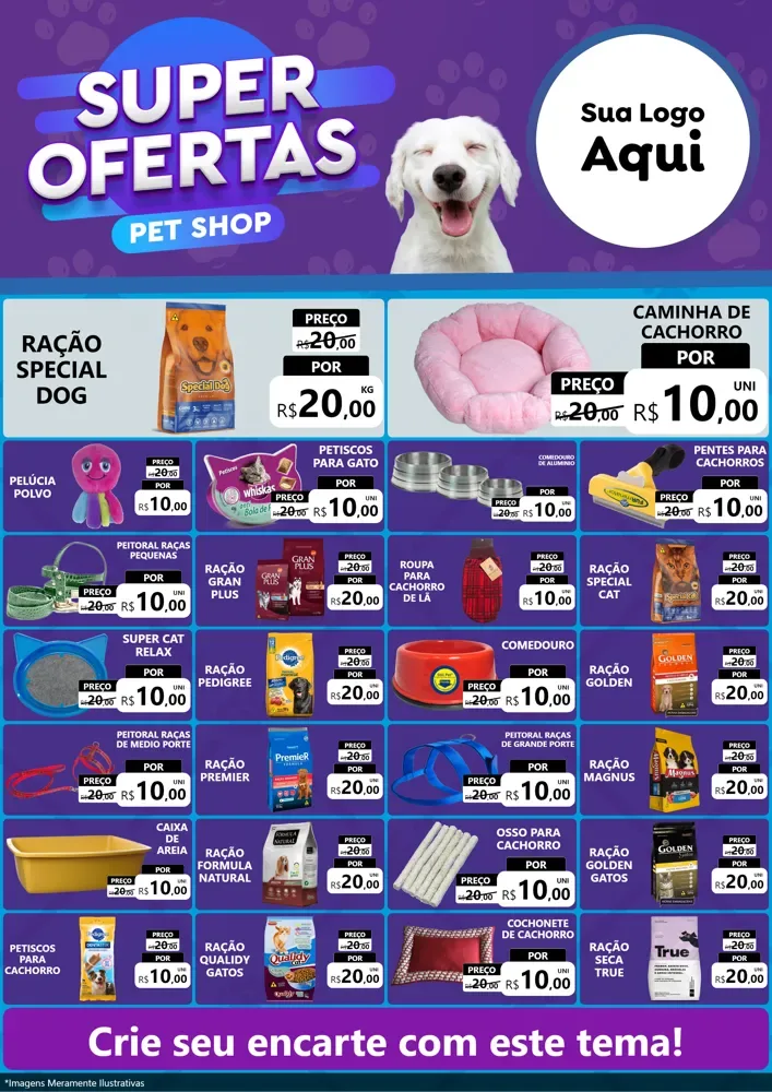 Modelo de Encarte para Encarte A4 Vertical com o tema Super Ofertas Pet Shop para Pet Shop