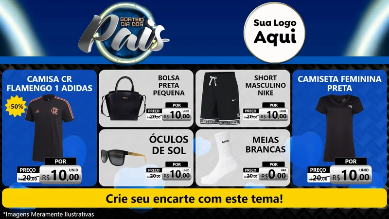 Modelo de TV para TV Horizontal com o tema Sorteio Dia Dos Pais para Roupas e acessórios
