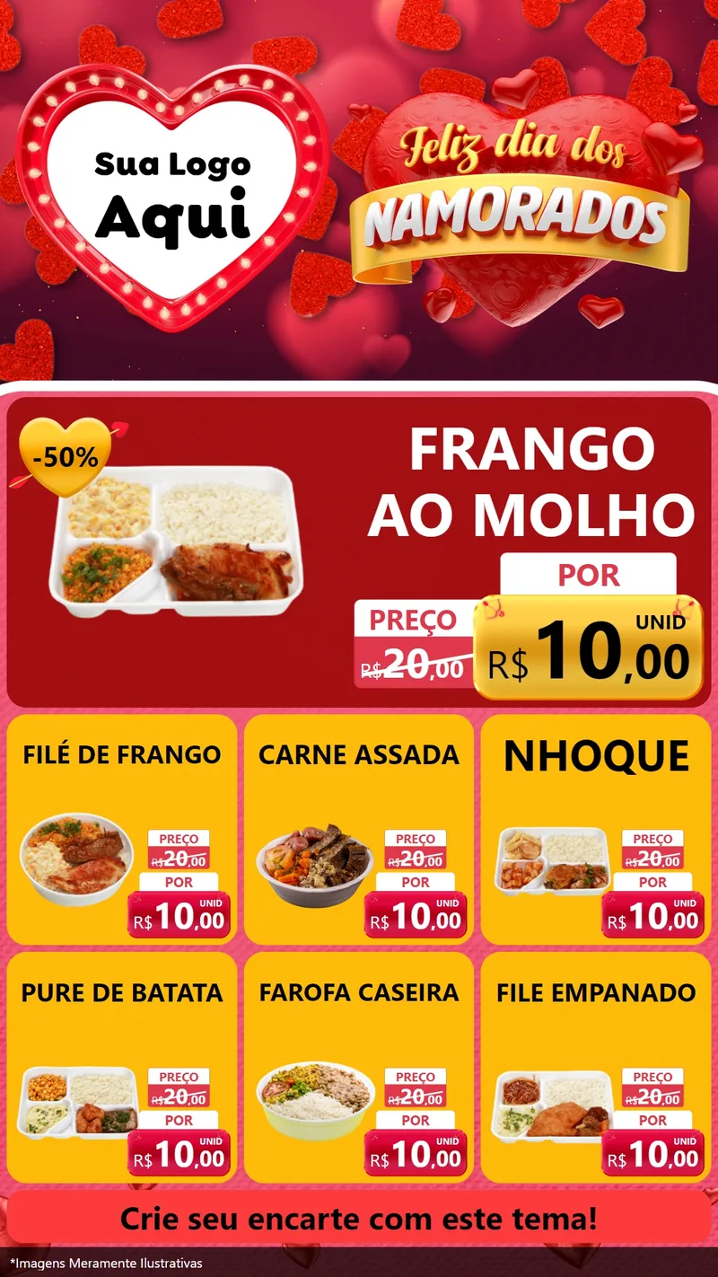 Modelo de Rede Social para Stories com o tema Feliz Dia Dos Namorados para Restaurante