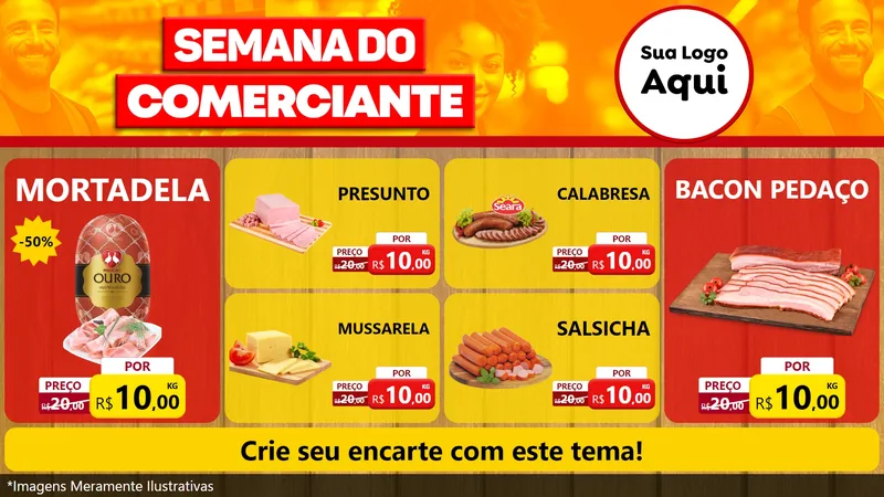 Modelo de TV para TV Horizontal com o tema Semana do Comerciante para Frios e Laticínios