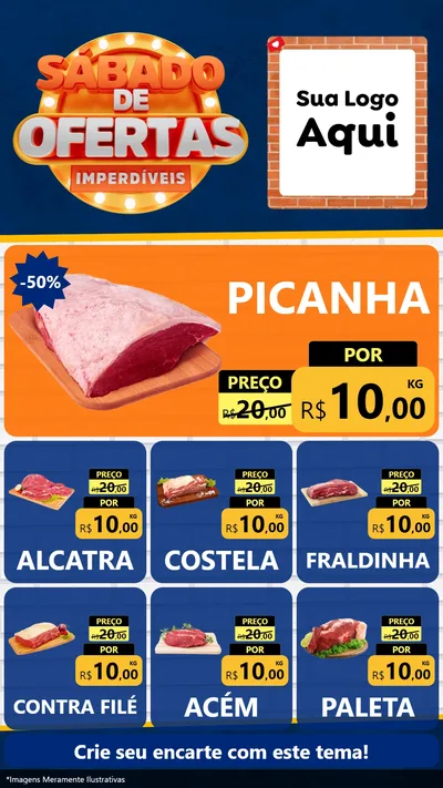 Modelo de Rede Social para Stories com o tema Sábado de Ofertas Imperdíveis para Açougue