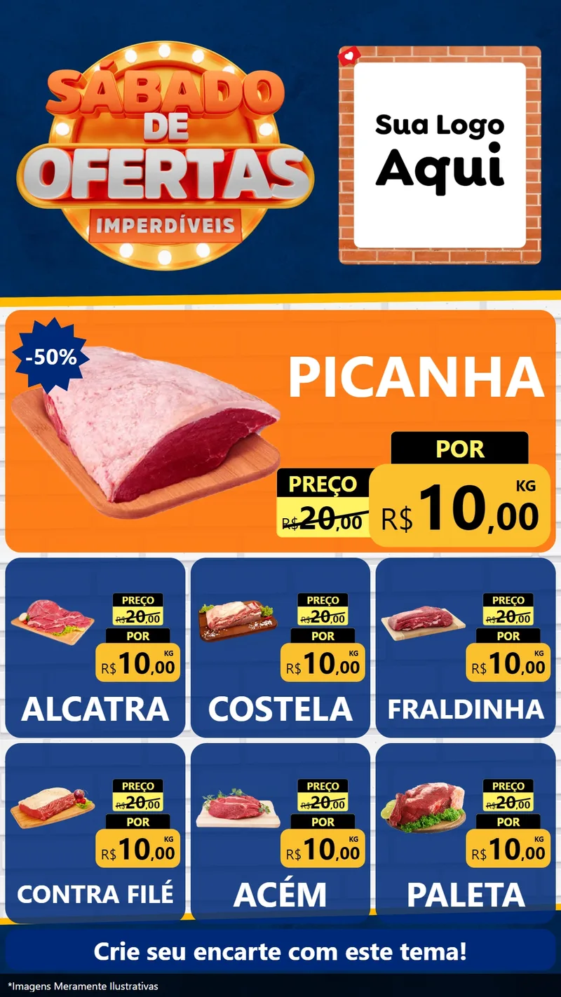 Modelo de Rede Social para Stories com o tema Sábado de Ofertas Imperdíveis para Açougue