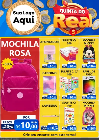 Modelo de Encarte para Encarte A4 Vertical com o tema Quinta do Real para Papelaria