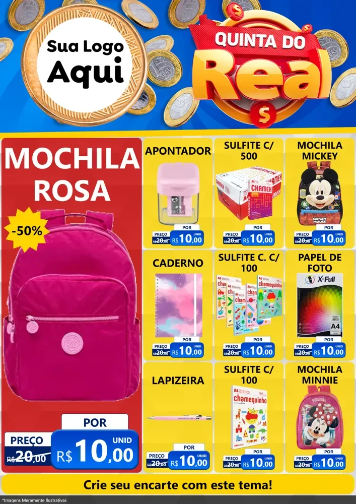 Modelo de Encarte para Encarte A4 Vertical com o tema Quinta do Real para Papelaria