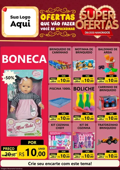 Modelo de Encarte para Encarte A4 Vertical com o tema Dia dos Namorados para Brinquedos
