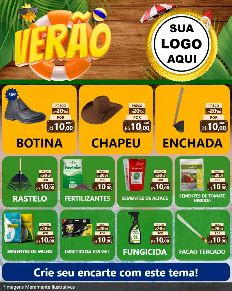 Modelo de Rede Social para Feed Instagram com o tema Verão para Agropecuária