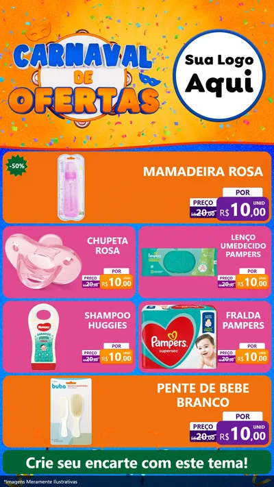 Modelo de TV para TV Vertical com o tema Carnaval de Ofertas para Bebês