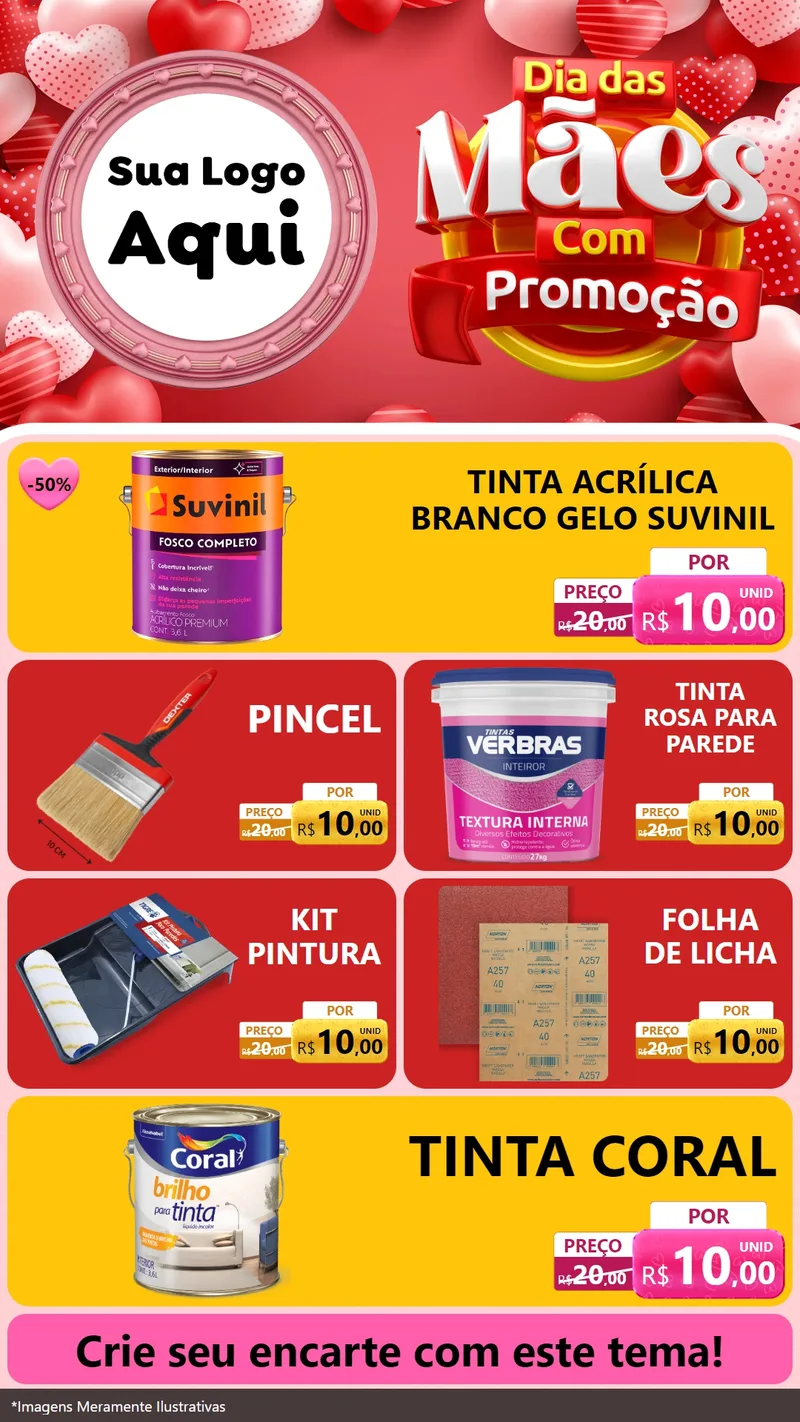 Modelo de TV para TV Vertical com o tema Dia Das Mães Com Promoção para Tintas e Ferramentas