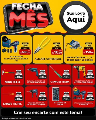 Modelo de Rede Social para Feed Instagram com o tema Fecha Mês para Maquinas e Ferramentas
