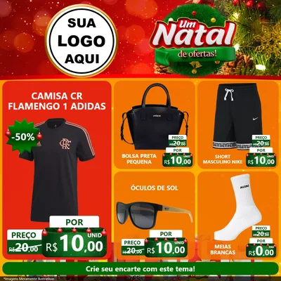 Modelo de Rede Social para Feed Facebook com o tema Um Natal de Ofertas para Roupas e acessórios
