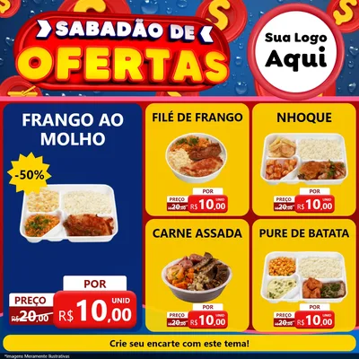 Modelo de Rede Social para Feed Facebook com o tema Sabadão de Ofertas para Restaurante