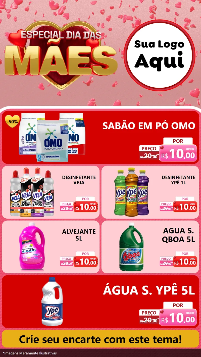 Modelo de TV para TV Vertical com o tema Especial Dia Das Mães para Produtos de Limpeza