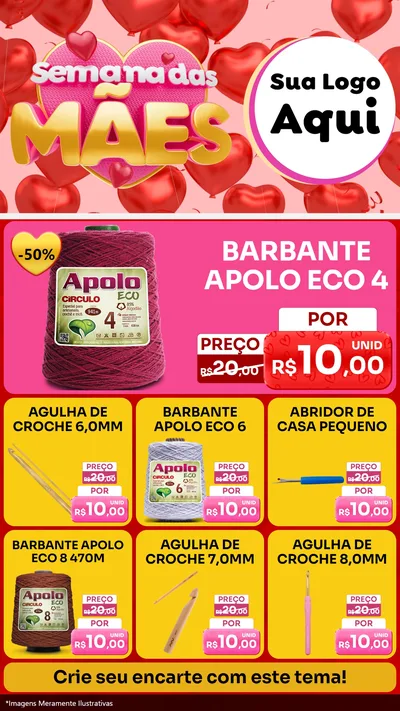 Modelo de Rede Social para Stories com o tema Semana Das Mães para Armarinho e Aviamentos