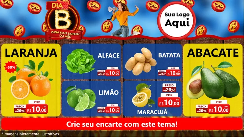 Modelo de TV para TV Horizontal com o tema Dia B - O Dia Mais Barato Do Mês para Hortifrúti