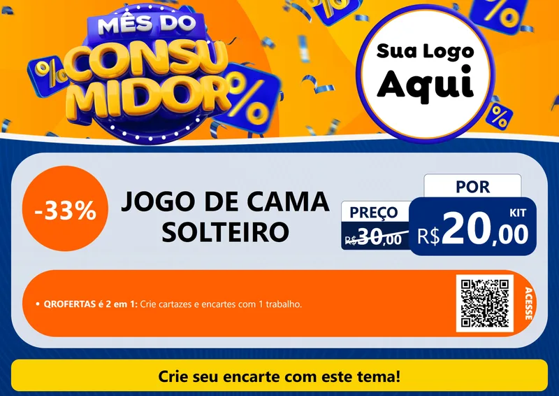 Modelo de Cartaz para Cartaz A4 Horizontal com o tema Mês do Consumidor para Cama, Mesa e Banho