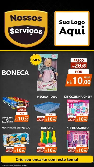 Modelo de Rede Social para Stories com o tema Nossos Serviços para Brinquedos