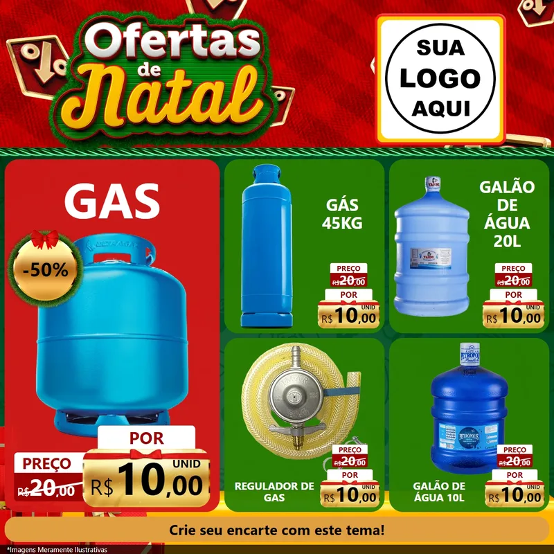 Modelo de Rede Social para Feed Facebook com o tema Ofertas de Natal para Água e gás