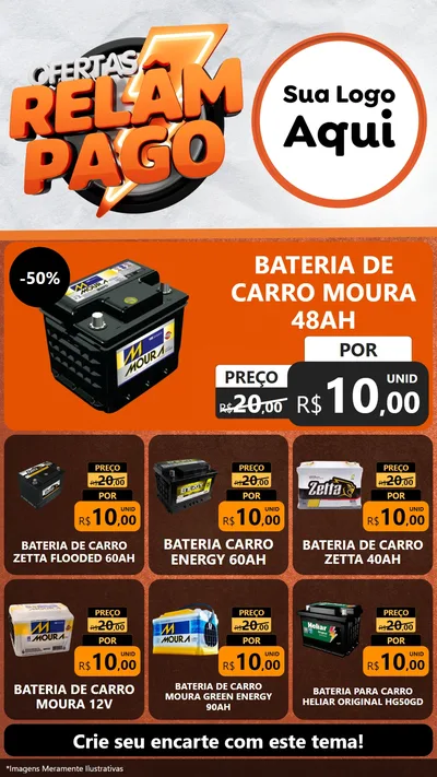 Modelo de Rede Social para Stories com o tema Ofertas Relâmpago - Moto / Auto para Baterias Elétricas