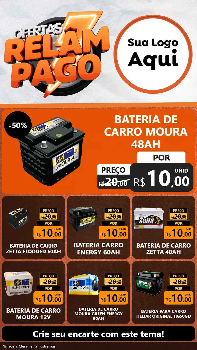 Modelo de Rede Social para Stories com o tema Ofertas Relâmpago - Moto / Auto para Baterias Elétricas