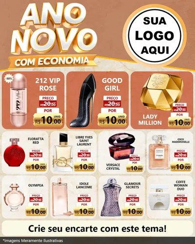 Modelo de Rede Social para Feed Instagram com o tema Ano Novo Com Economia para Perfumes