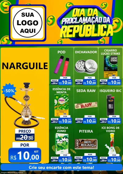 Modelo de Encarte para Encarte A4 Vertical com o tema Dia Da Proclamação da República para Tabacaria