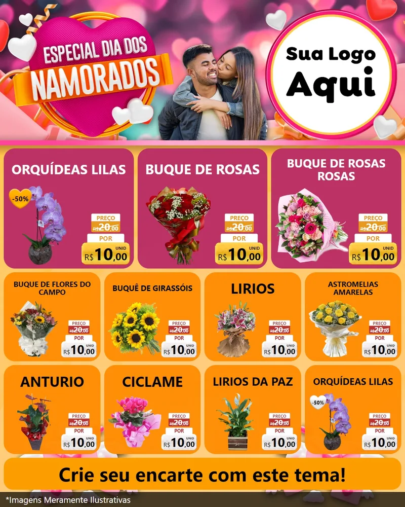 Modelo de Rede Social para Feed Instagram com o tema Especial Dia dos Namorados para Floricultura e jardim