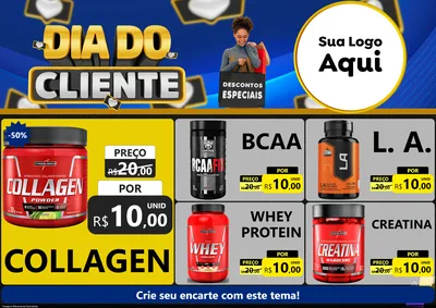 Modelo de Encarte para Encarte A4 Horizontal com o tema Dia Do Cliente para Suplementos alimentares