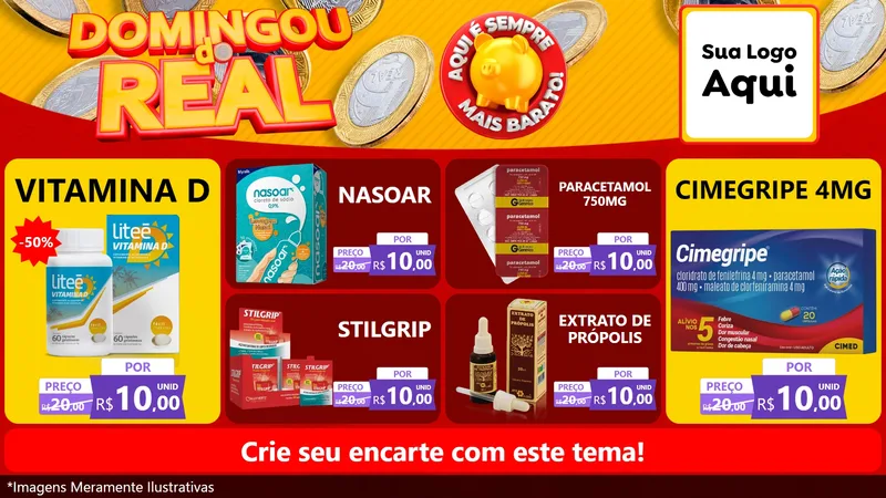 Modelo de TV para TV Horizontal com o tema Domingou do Real para Farmácia