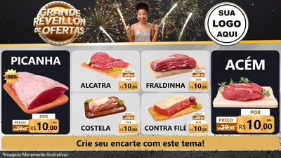 Modelo de TV para TV Horizontal com o tema Grande Réveillon de Ofertas para Açougue