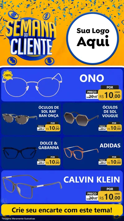 Modelo de TV para TV Vertical com o tema Semana do Cliente para Óticas