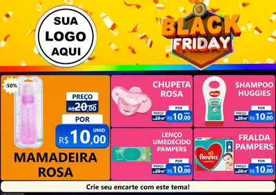 Modelo de Encarte para Encarte A4 Horizontal com o tema Black Friday para Bebês
