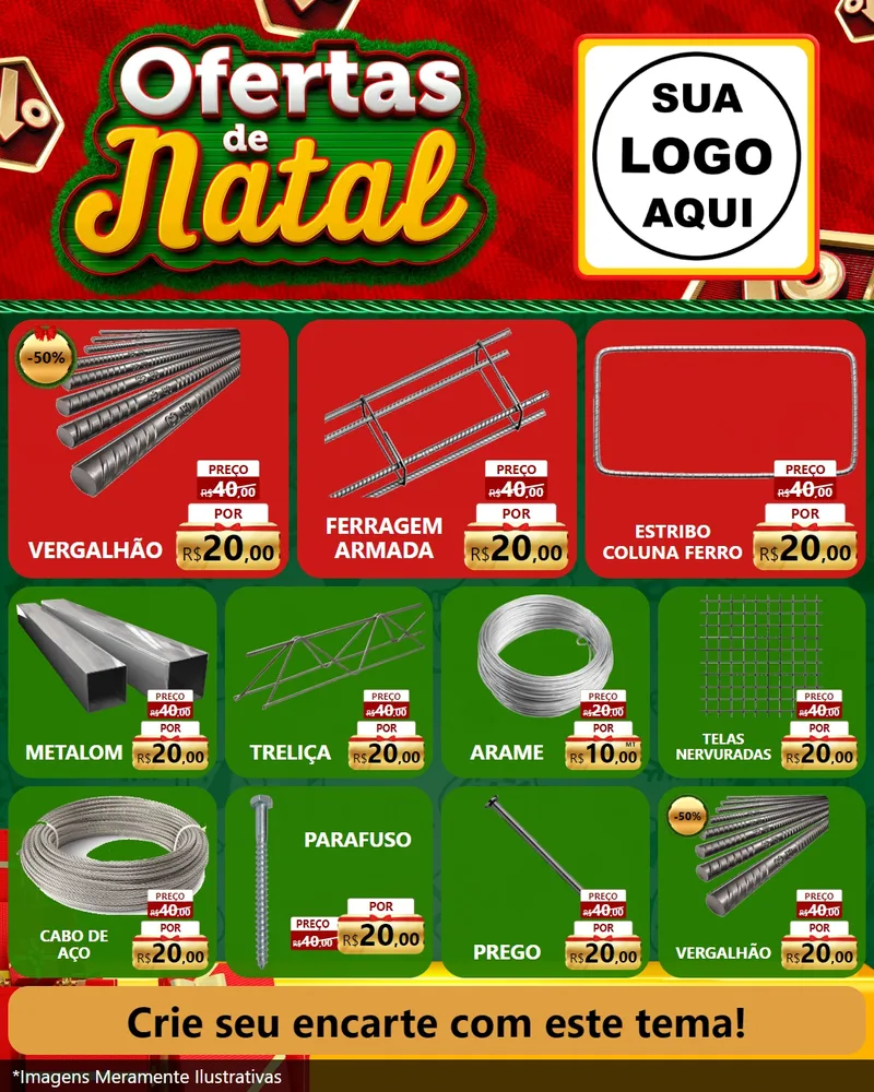 Modelo de Rede Social para Feed Instagram com o tema Ofertas de Natal para Ferragens