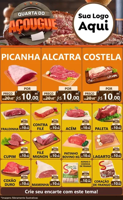 Modelo de Encarte para Encarte Grande com o tema Quarta do Açougue para Açougue