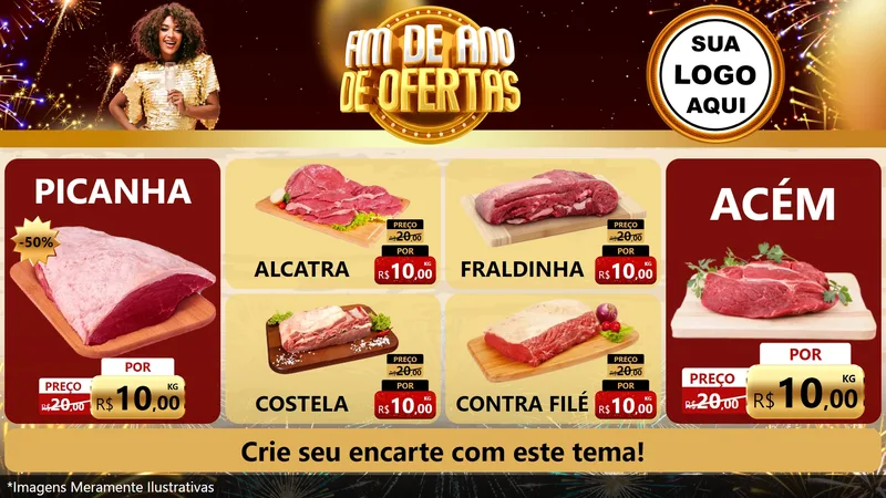 Modelo de TV para TV Horizontal com o tema Fim de Ano de Ofertas para Açougue