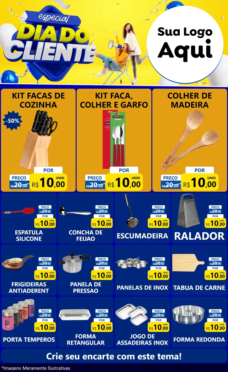 Modelo de Encarte para Encarte Grande com o tema Especial Dia do Cliente para Utilidades Domésticas
