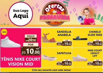Modelo de Encarte para Encarte A4 Horizontal com o tema Ofertas de Primavera para Calçados