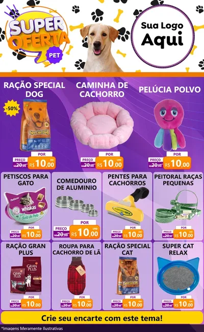 Modelo de Encarte para Encarte Grande com o tema Super Oferta Pet para Pet Shop