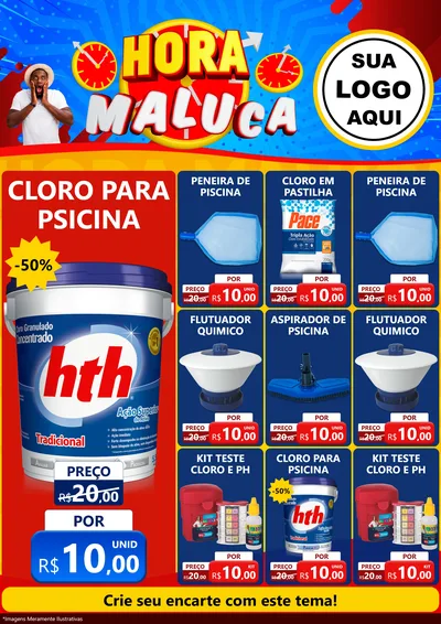 Modelo de Encarte para Encarte A4 Vertical com o tema Hora Maluca para Produtos para Piscina