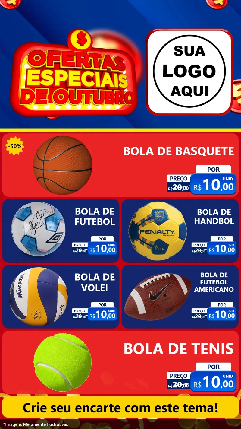 Modelo de TV para TV Vertical com o tema Ofertas Especiais de Outubro para Artigos Esportivos