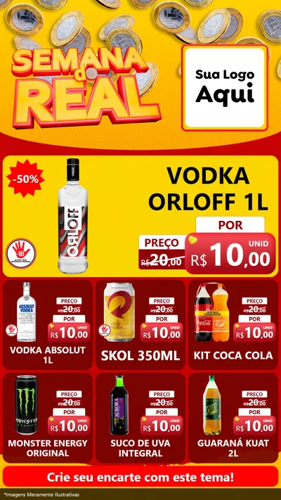 Modelo de Rede Social para Stories com o tema Semana do Real para Distribuidora de bebidas