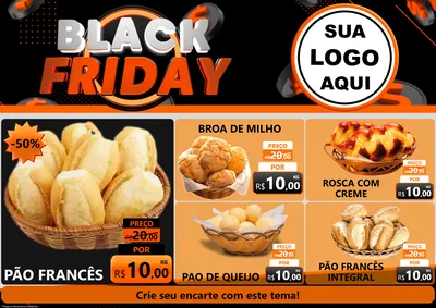 Modelo de Encarte para Encarte A4 Horizontal com o tema Black Friday para Padaria