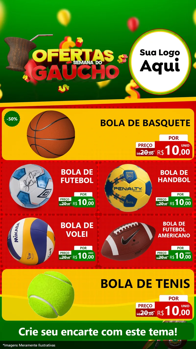 Modelo de TV para TV Vertical com o tema Ofertas Semana Do Gaúcho para Artigos Esportivos