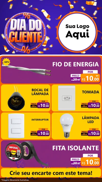 Modelo de TV para TV Vertical com o tema Dia do Cliente para Materiais Elétricos