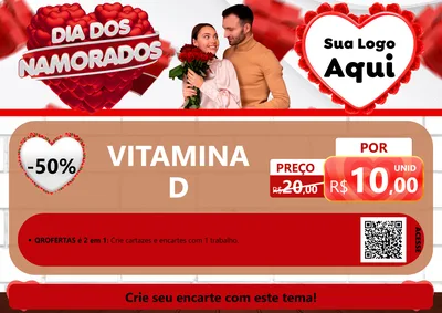 Modelo de Cartaz para Cartaz A4 Horizontal com o tema Dia dos Namorados para Farmácia