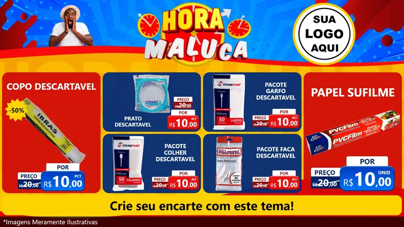 Modelo de TV para TV Horizontal com o tema Hora Maluca para Embalagens