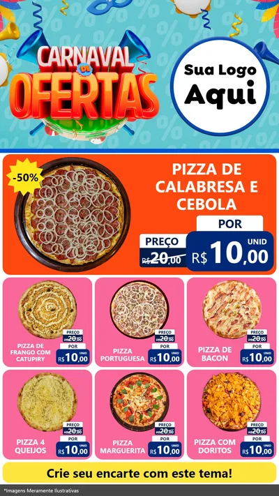 Modelo de Rede Social para Stories com o tema Carnaval de Ofertas para Pizzaria