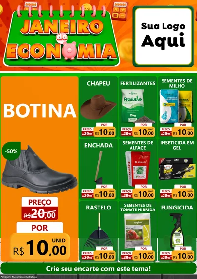 Modelo de Encarte para Encarte A4 Vertical com o tema Janeiro da Economia para Agropecuária