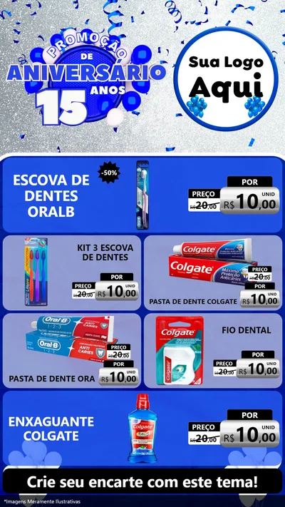 Modelo de TV para TV Vertical com o tema Promoção de Aniversário - 15 Anos para Higiene Pessoal